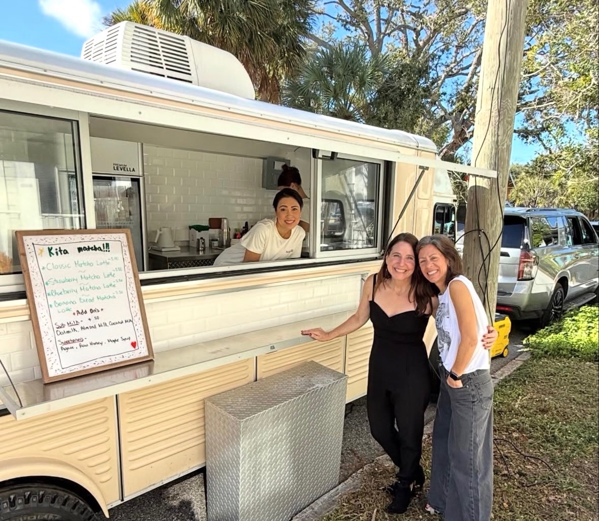 Kita serving matcha from her vintage cream truck in Sarasota
